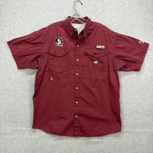 Florida State Seminoles Shirt Mens Large‎ Burgundy Short Sleeve Columbia PFG FSU
